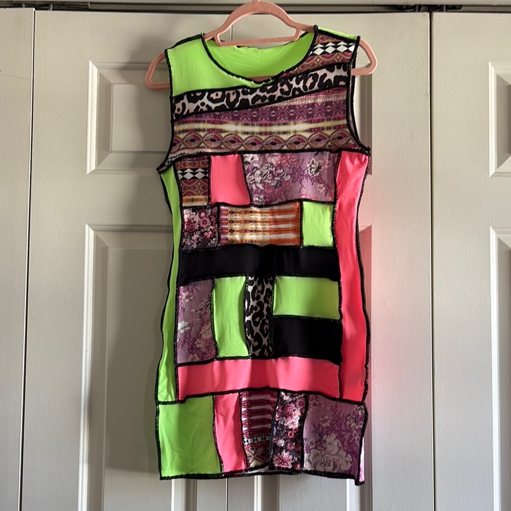 Colorful Patchwork Sleeveless Dress